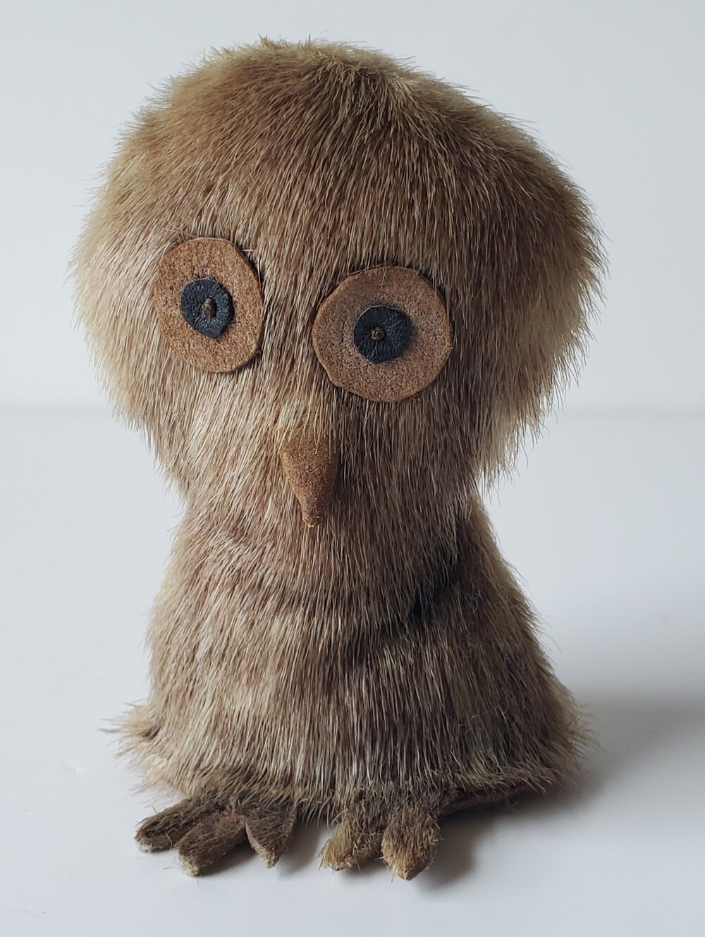 Vintage 1960s Inuit Sealskin Ookpik Doll Authentic Canadian Folk Art Owl